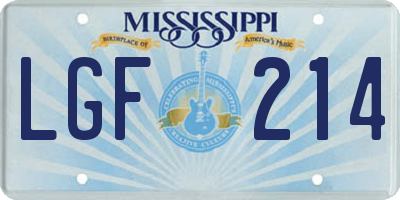 MS license plate LGF214