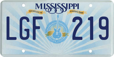 MS license plate LGF219