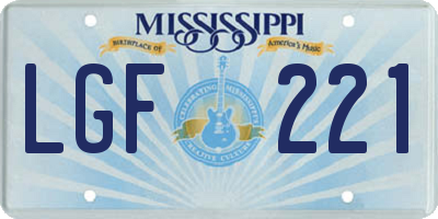 MS license plate LGF221