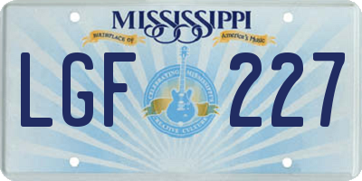 MS license plate LGF227