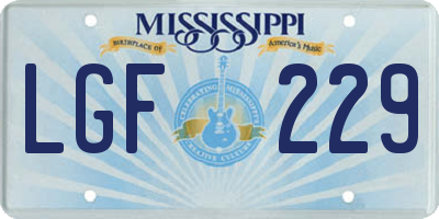 MS license plate LGF229
