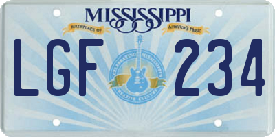 MS license plate LGF234