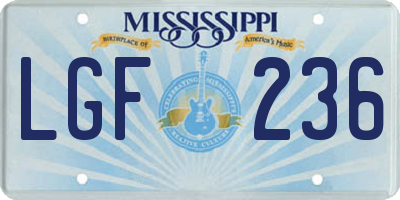 MS license plate LGF236