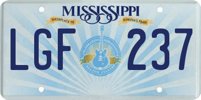 MS license plate LGF237