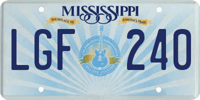 MS license plate LGF240
