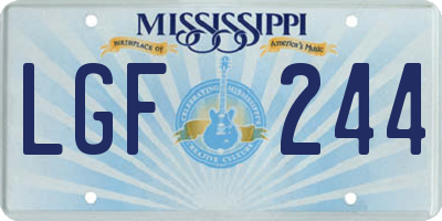 MS license plate LGF244
