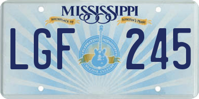 MS license plate LGF245