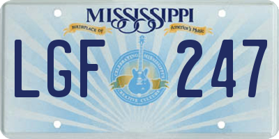 MS license plate LGF247