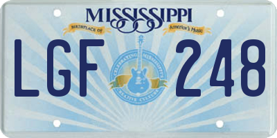 MS license plate LGF248