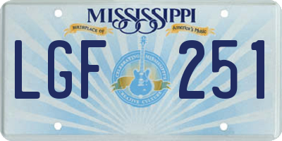 MS license plate LGF251
