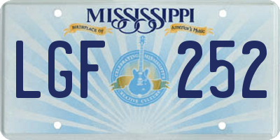 MS license plate LGF252