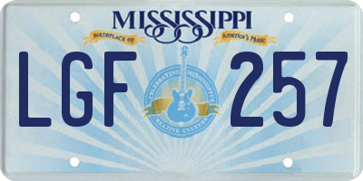 MS license plate LGF257