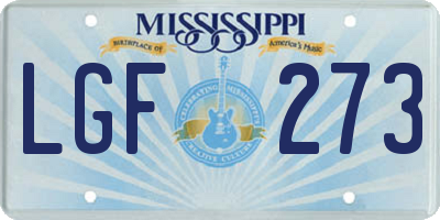 MS license plate LGF273