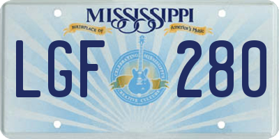 MS license plate LGF280