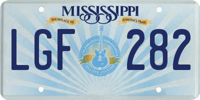 MS license plate LGF282