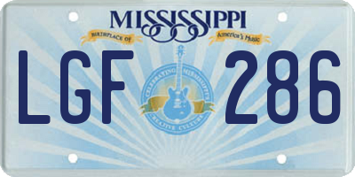 MS license plate LGF286