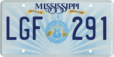 MS license plate LGF291