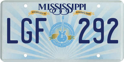 MS license plate LGF292