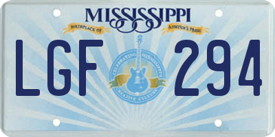 MS license plate LGF294