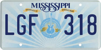 MS license plate LGF318