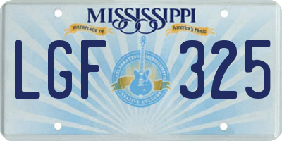 MS license plate LGF325