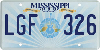 MS license plate LGF326
