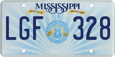 MS license plate LGF328
