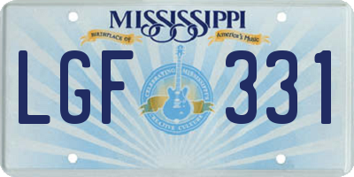 MS license plate LGF331