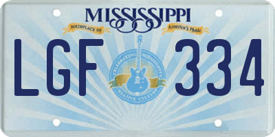 MS license plate LGF334