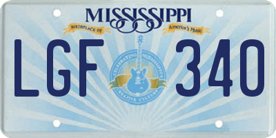 MS license plate LGF340