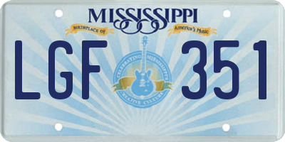 MS license plate LGF351