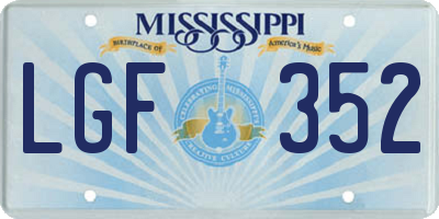MS license plate LGF352