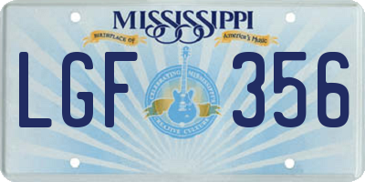 MS license plate LGF356