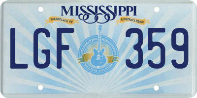 MS license plate LGF359