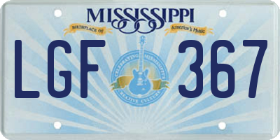 MS license plate LGF367