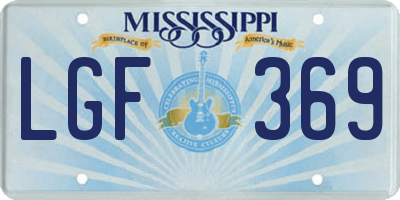 MS license plate LGF369