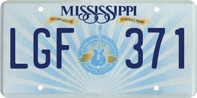 MS license plate LGF371