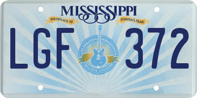 MS license plate LGF372