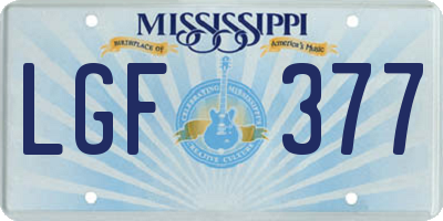 MS license plate LGF377
