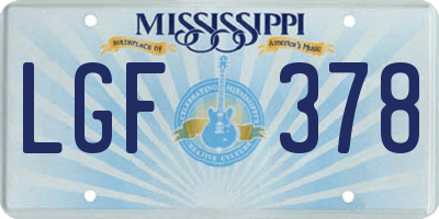 MS license plate LGF378
