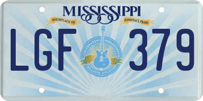 MS license plate LGF379