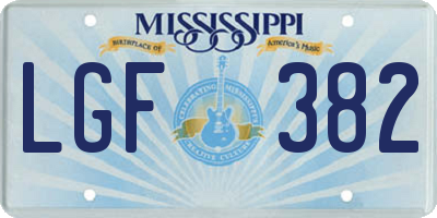 MS license plate LGF382