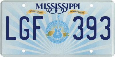 MS license plate LGF393