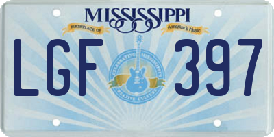 MS license plate LGF397