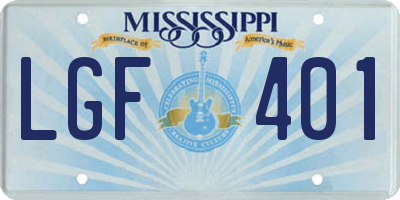 MS license plate LGF401