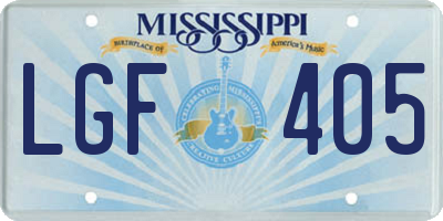 MS license plate LGF405