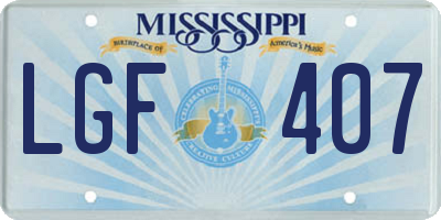 MS license plate LGF407