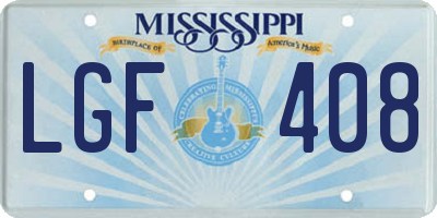 MS license plate LGF408