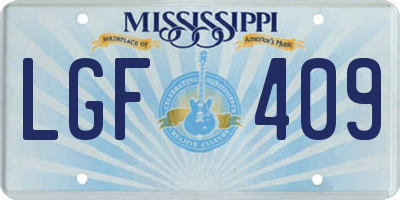 MS license plate LGF409