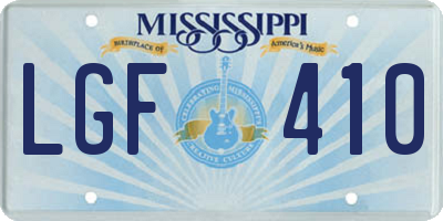 MS license plate LGF410